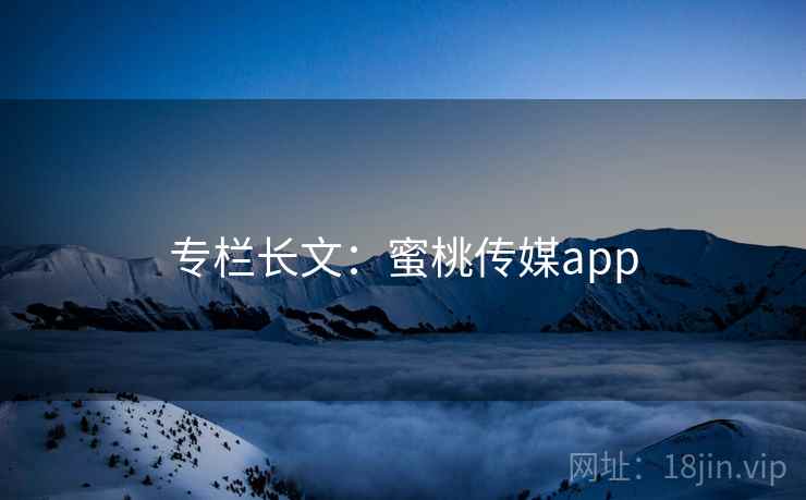 专栏长文：蜜桃传媒app  第2张